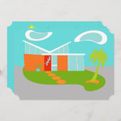 カスタムな世紀半ばのモダンな漫画の家の招待状 招待状 (正面/裏面)