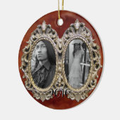 カスタムな二重写真フレームのオーナメント セラミックオーナメント (左)