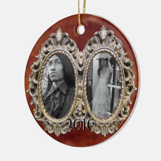 カスタムな二重写真フレームのオーナメント セラミックオーナメント (左)