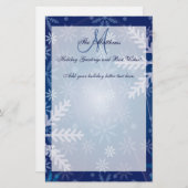 カスタムな休日の挨拶家族の手紙の雪片 便箋 (正面/裏面)