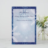 カスタムな休日の挨拶家族の手紙の雪片 便箋 (スタンド正面)