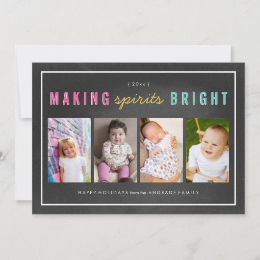 カスタムな休日の黒板のクリスマスの写真のコラージュ シーズンカード (正面)