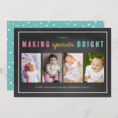 カスタムな休日の黒板のクリスマスの写真のコラージュ シーズンカード (正面/裏面)