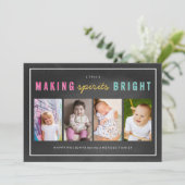 カスタムな休日の黒板のクリスマスの写真のコラージュ シーズンカード (スタンド正面)