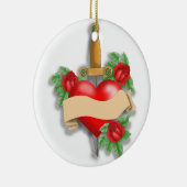 カスタムな入れ墨のハート セラミックオーナメント (右)