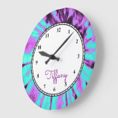 カスタムな円形の絞り染め ラージ壁時計 (傾斜)