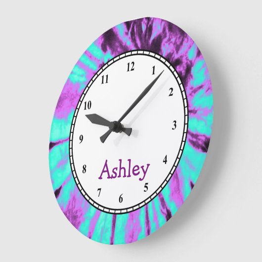 カスタムな円形の絞り染め ラージ壁時計 (傾斜)