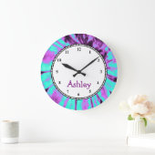 カスタムな円形の絞り染め ラージ壁時計 (ホーム)