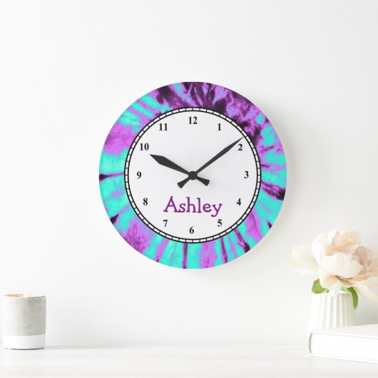 カスタムな円形の絞り染め ラージ壁時計 (ホーム)