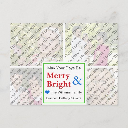 カスタムな写真が付いているクリスマスの休日の挨拶状 シーズンポストカード (正面)