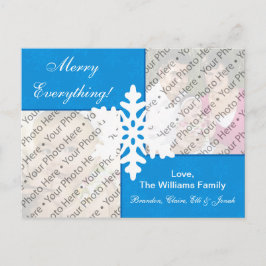 カスタムな写真が付いている青い雪片の休日カード シーズンポストカード