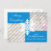 カスタムな写真が付いている青い雪片の休日カード シーズンポストカード (正面/裏面)
