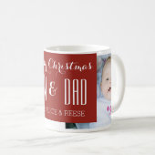 カスタムな写真のお母さん及びパパのクリスマスのマグの赤 コーヒーマグカップ (正面右)