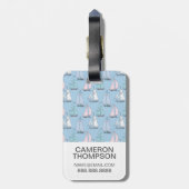 カスタムな写真のかわいいヨットパターン1 ラゲッジタグ (裏面縦)