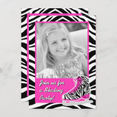 カスタムな写真のアイススケートのシマウマの誕生会 招待状 (正面/裏面)