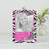 カスタムな写真のアイススケートのシマウマの誕生会 招待状 (スタンド正面)