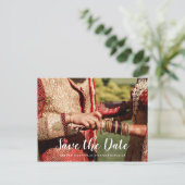 カスタムな写真のインドの結婚式の保存日付 案内ポストカード (スタンド正面)