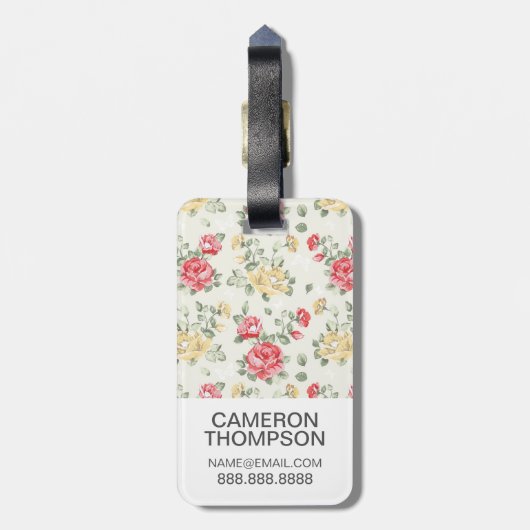 カスタムな写真のエレガントなピンクのバラ ラゲッジタグ (裏面縦)