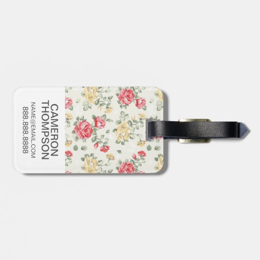 カスタムな写真のエレガントなピンクのバラ ラゲッジタグ (裏面横)