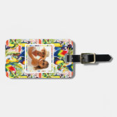 カスタムな写真のオウムおよびシュロの葉 ラゲッジタグ (正面横)