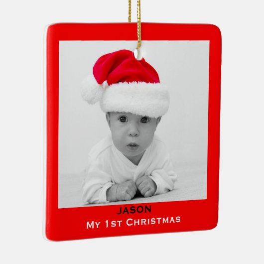 カスタムな写真のオーナメント|のベビーの第1クリスマスを作成して下さい セラミックオーナメント (右)