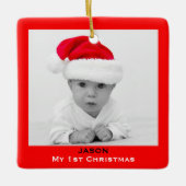 カスタムな写真のオーナメント|のベビーの第1クリスマスを作成して下さい セラミックオーナメント (正面)