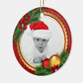 カスタムな写真のクラシックなクリスマスはベビーペット家族を加えます セラミックオーナメント (左)