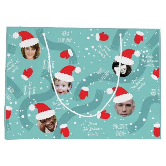 カスタムな写真のクリスマスの帽子のおもしろいの大きいバッグ ラージペーパーバッグ (裏面)