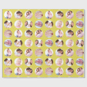 カスタムな写真のコラージュの黄色の水玉模様 ラッピングペーパー (フラット)