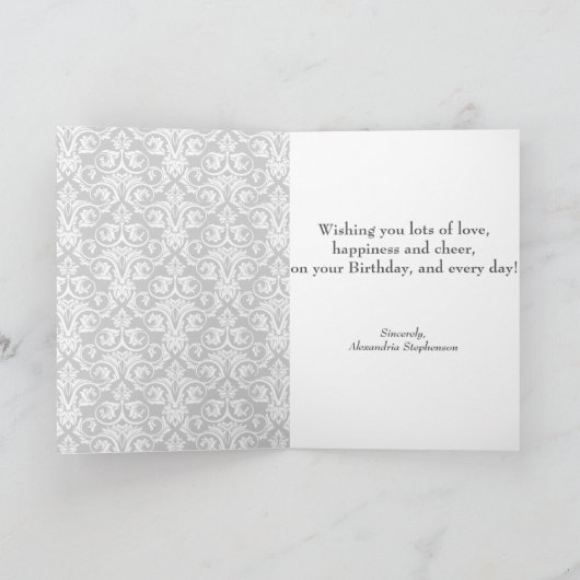 カスタムな写真のコラージュ3の写真のダマスク織の誕生日 カード (内部)