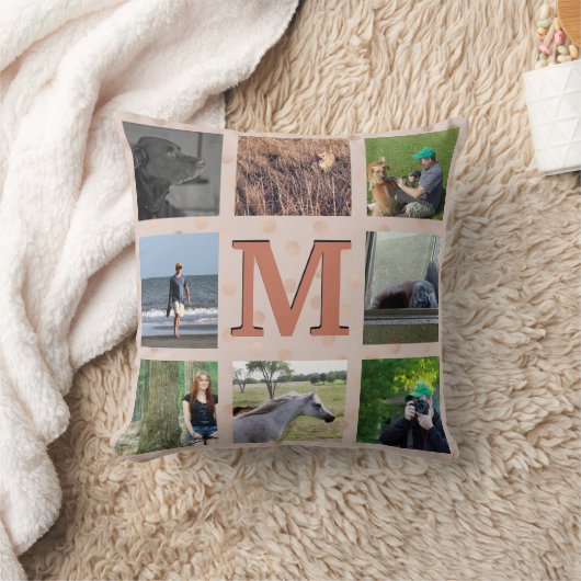 カスタムな写真のコラージュ|のばら色の金ゴールドの紙吹雪の点 クッション (ブランケット)