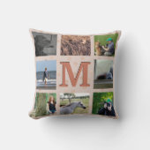 カスタムな写真のコラージュ|のばら色の金ゴールドの紙吹雪の点 クッション (正面)