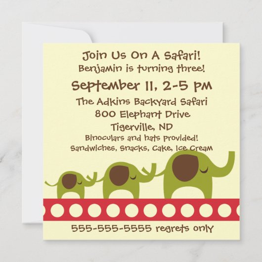 カスタムな写真のサファリの招待状 招待状 (裏面)