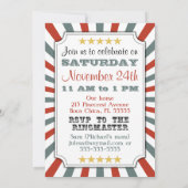 カスタムな写真のサーカスのバースデーパーティ招待状 招待状 (裏面)