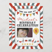 カスタムな写真のサーカスのバースデーパーティ招待状 招待状 (正面/裏面)