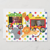 カスタムな写真のサーカスの動物の誕生日の招待状 招待状 (正面)