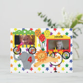 カスタムな写真のサーカスの動物の誕生日の招待状 招待状 (スタンド正面)