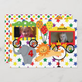 カスタムな写真のサーカスの動物の誕生日の招待状 招待状 (正面/裏面)