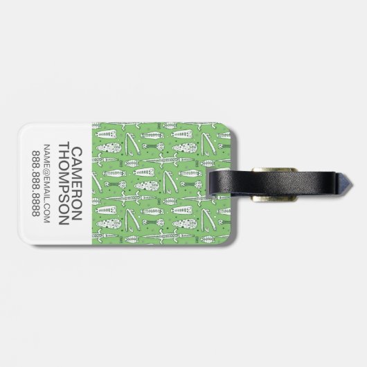 カスタムな写真のスケッチのワニパターン ラゲッジタグ (裏面横)