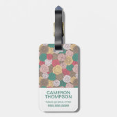 カスタムな写真のスタイリッシュな花パターン。 明るい花柄 ラゲッジタグ (裏面縦)