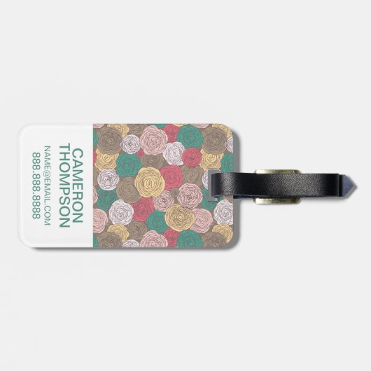 カスタムな写真のスタイリッシュな花パターン。 明るい花柄 ラゲッジタグ (裏面横)