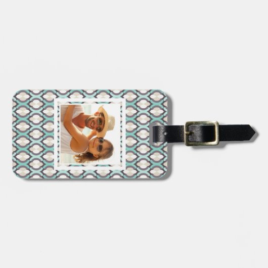カスタムな写真のターコイズのモトッコ人パターン ラゲッジタグ (正面横)