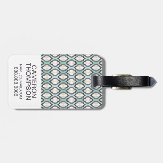 カスタムな写真のターコイズのモトッコ人パターン ラゲッジタグ (裏面横)