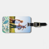 カスタムな写真のティール（緑がかった色）の海洋動物パターン ラゲッジタグ (正面横)