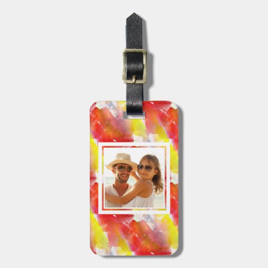 カスタムな写真のデザインの質の水彩画の背景 ラゲッジタグ (正面縦)