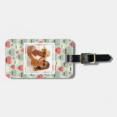 カスタムな写真のバレンタインのハートおよび髭 ラゲッジタグ (正面横)