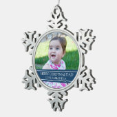 カスタムな写真のパパのクリスマスのオーナメントの青 スノーフレークピューターオーナメント (右)