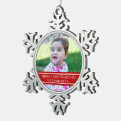 カスタムな写真のパパのクリスマスのオーナメント スノーフレークピューターオーナメント (右)