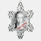 カスタムな写真のパーソナライズなクリスマスのオーナメント スノーフレークピューターオーナメント (右)