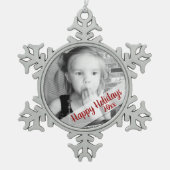 カスタムな写真のパーソナライズなクリスマスのオーナメント スノーフレークピューターオーナメント (正面)